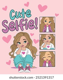 cute girl selfie fashion design