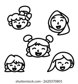 The cute girl set vector character
