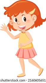 Cute Girl With Short Hair Cartoon Character Illustration