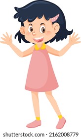 Cute Girl With Short Hair Cartoon Character Illustration