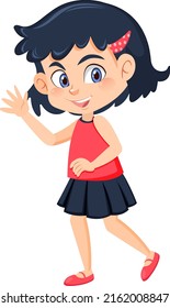 Cute Girl With Short Hair Cartoon Character Illustration