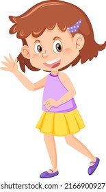 Cute Girl With Short Hair Cartoon Character Illustration