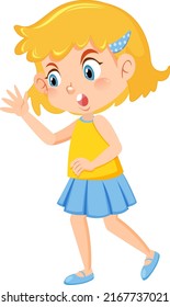 Cute Girl With Short Hair Cartoon Character Illustration