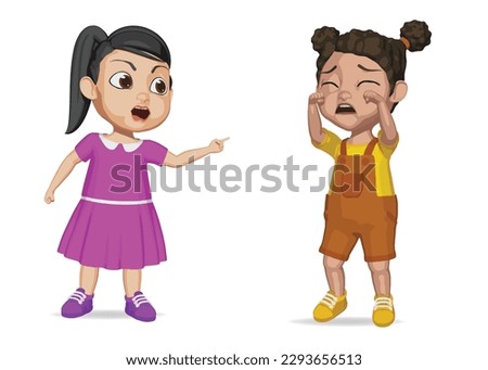 cute girl shouting and make girl cry
