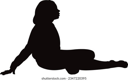 una linda chica sentada vector de silueta de cuerpo