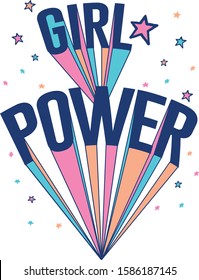 cute girl slogan pink star power