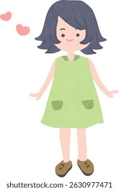 Cute girl with a smile in a dress.