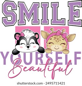 cute girl smile graphic tees love animal