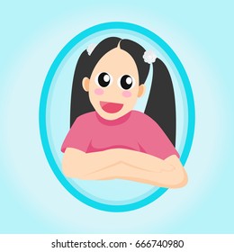 cute girl smiling, elementary student icon concept