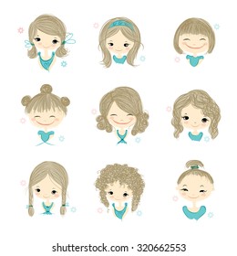 Cute girl smiling, sketch for your design, vector illustration