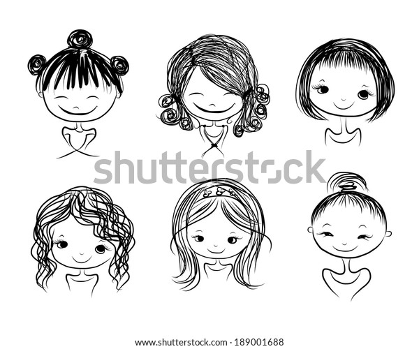 Cute Girl Smiling Sketch Your Design Stock Vector (Royalty Free) 189001688