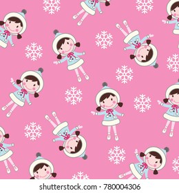 cute girl with snowflake pattern in vector