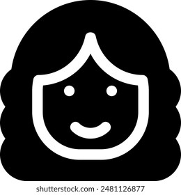 Cute Girl Solid Icon Illustration