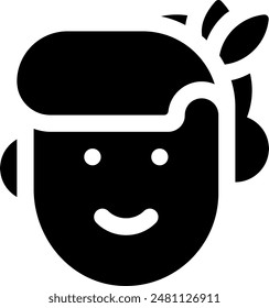 Cute Girl Solid Icon Illustration