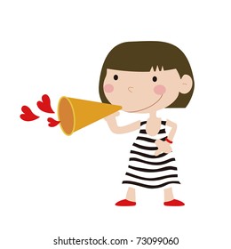 Cute girl with speaker