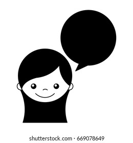 cute girl with speech bubble character icon