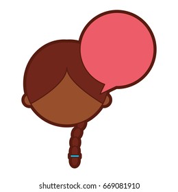 cute girl with speech bubble character icon