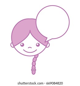 cute girl with speech bubble character icon
