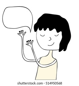 cute  girl with speech  bubble vector eps.10