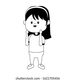 cute girl standing icon over white background, flat design, vector illustration