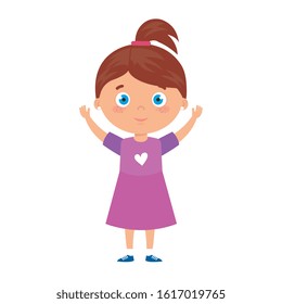 cute girl standing on white background vector illustration design