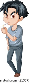 Cute girl standing on white ground illustration
