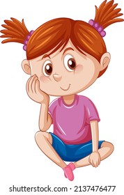 A Cute Girl Standing on White Background illustration