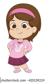 Cute girl standing.vector and illustration