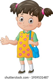 Cute girl student holding her bag