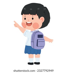 Cute girl student point cartoon