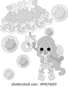The cute girl with a stylish umbrella
