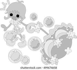 The cute girl with a stylish umbrella
