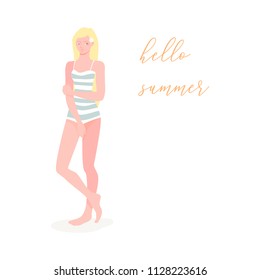 Cute girl. Summer time. Vector.