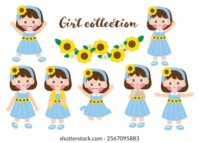 Cute Girl with Sunflower .