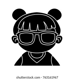 Cute girl with sunglasses cartoon