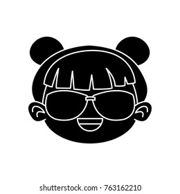 Cute girl with sunglasses cartoon