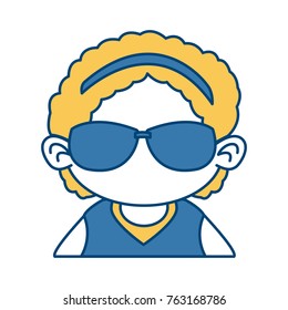 Cute girl with sunglasses cartoon