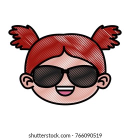 Cute girl with sunglasses cartoon