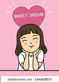 cute girl sweet dream' character vector illustration