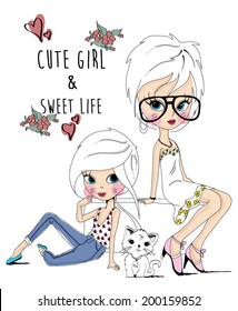 cute girl and sweet life