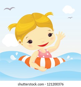 Cute Girls Playing Volleyball On Beach Stock Illustration 31255753 ...