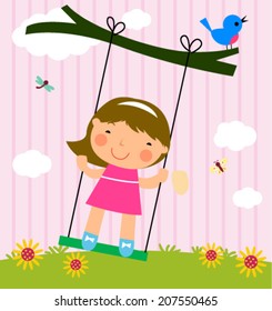 Cute girl and swing