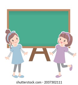 Cute girl talking while looking at signboard