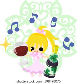 A cute girl and a tea of clover