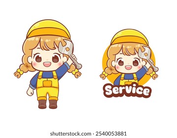 Cute Girl serviço técnico e reparação mecânica logotipo