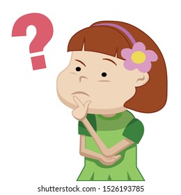 Cute Girl Thhinking Question Mark Cartoon Stock Vector (Royalty Free ...