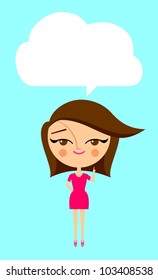 Cute girl thinking (vector version)