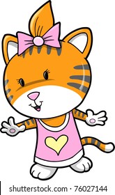 Cute Girl Tiger Vector Illustration