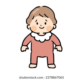 Cute girl toddler standing alone.