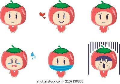 A cute girl in tomato costume on white background